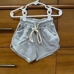 Eadaie Grayish Blue Waffle Knit Shorts
